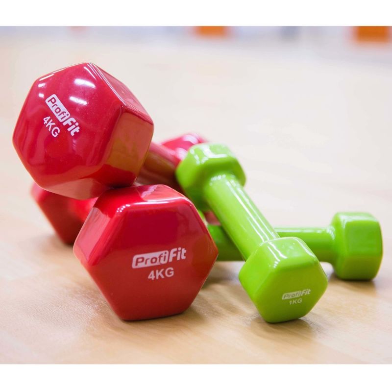 Гантель в виниловой оболочке шестигранник 4 кг Profi-Fit красная