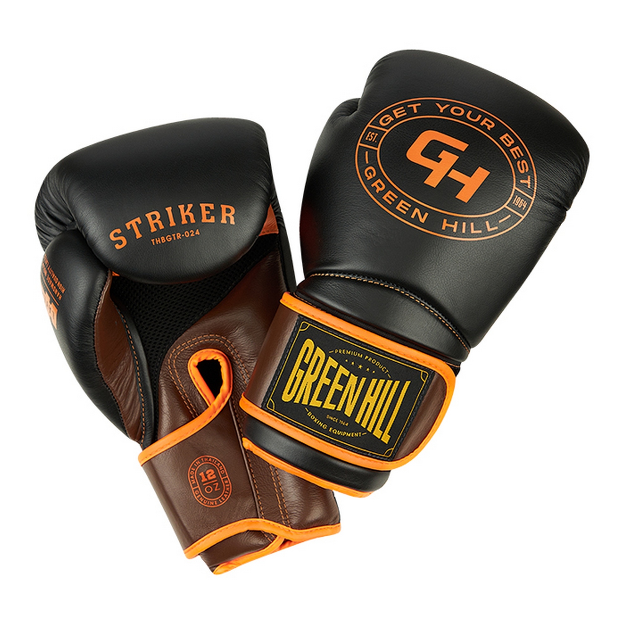 Боксерские перчатки Green Hill STRIKER THBGTR-024 черный\оранжевый
