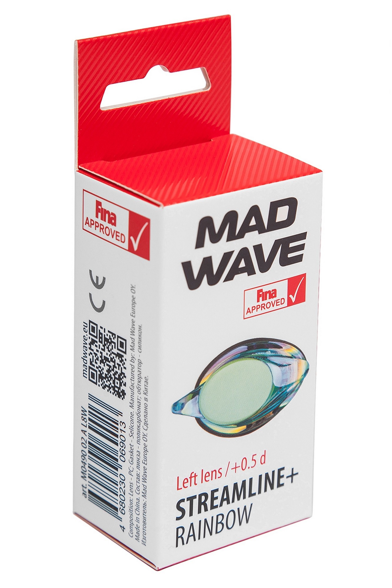 Линза с диоптриями для плавательных очков Mad Wave Streamline + Rainbow left M0490 02 D L8W +2,0