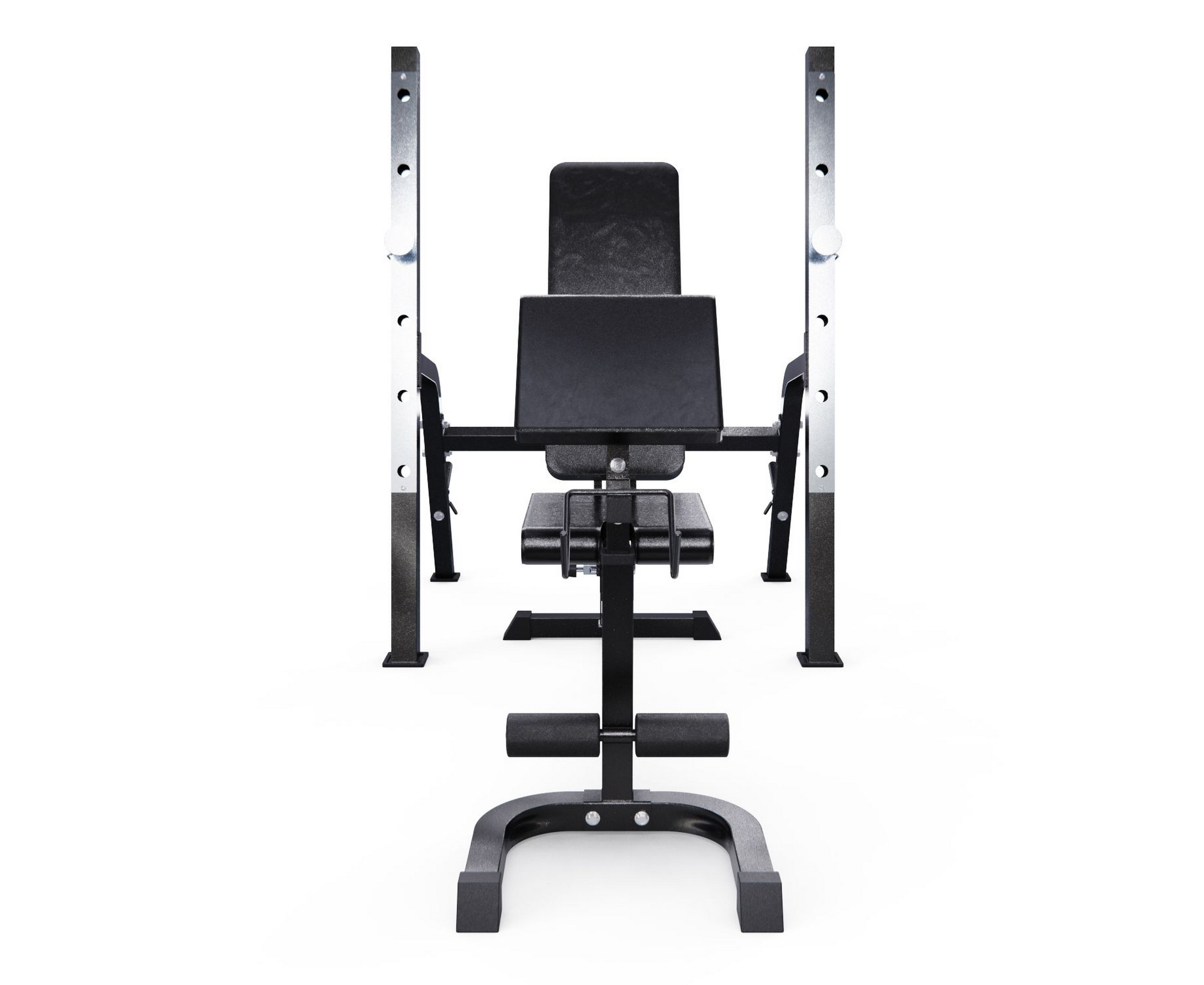 Скамья со стойками под штангу, с партой для бицепса DFC GORILLA 201321B черный | Premium Fitness