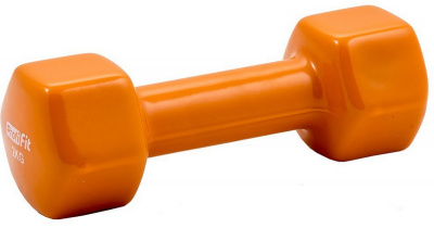 Гантель в виниловой оболочке шестигранник 2 кг Profi-Fit оранжевая