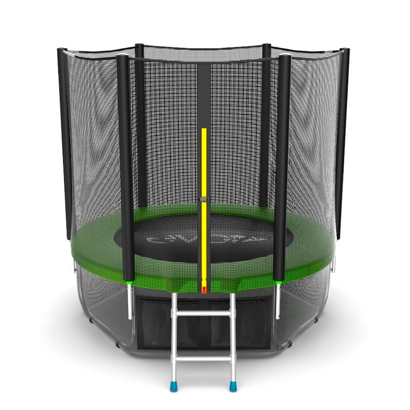 Батут с внешней сеткой и лестницей EVO Jump External 6ftt+ нижняя сеть, зеленый