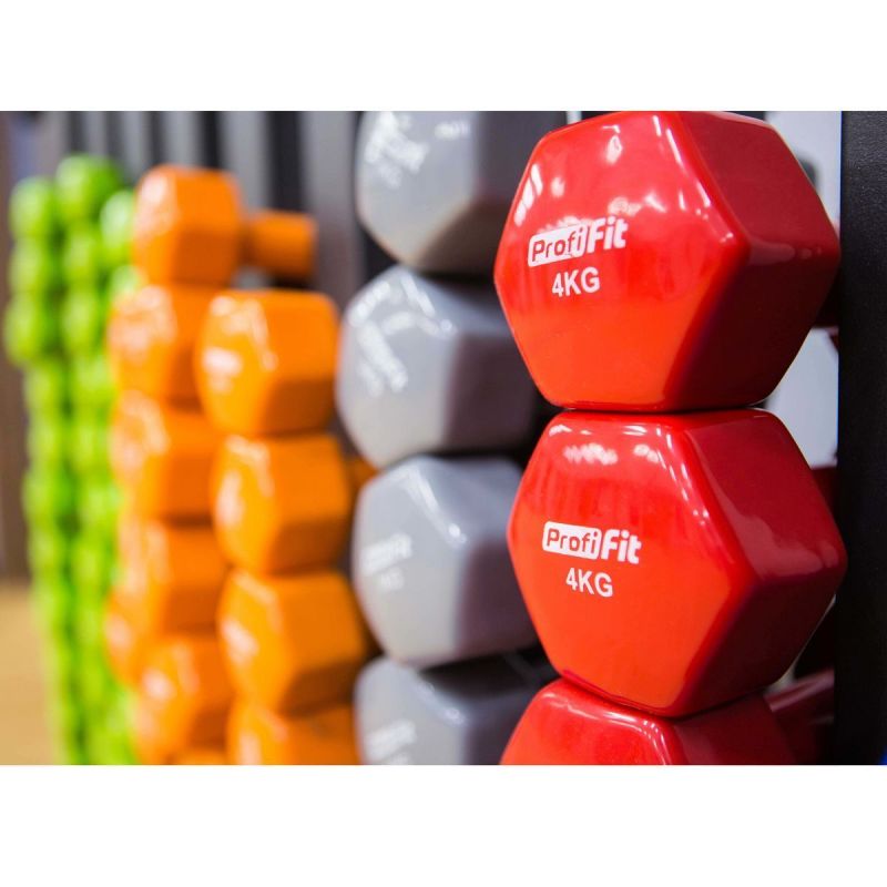 Гантель в виниловой оболочке шестигранник 4 кг Profi-Fit красная