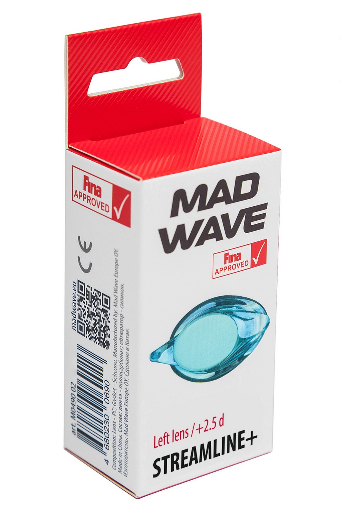 Линза с диоптриями для плавательных очков Mad Wave Streamline left M0457 04 N L8W -7,0