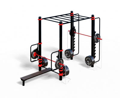 Уличный комплекс для воркаута WORKOUT-FIT - 05 с штангой для жима лежа и приседаний Stecter