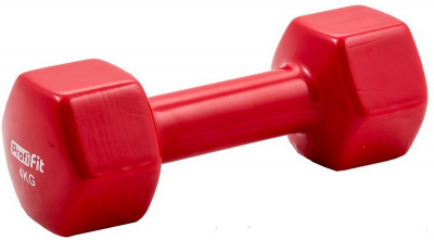 Гантель в виниловой оболочке шестигранник 4 кг Profi-Fit красная