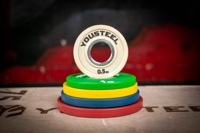 Диск 0,5кг, каучук, тренировочный, ,белый YouSteel
