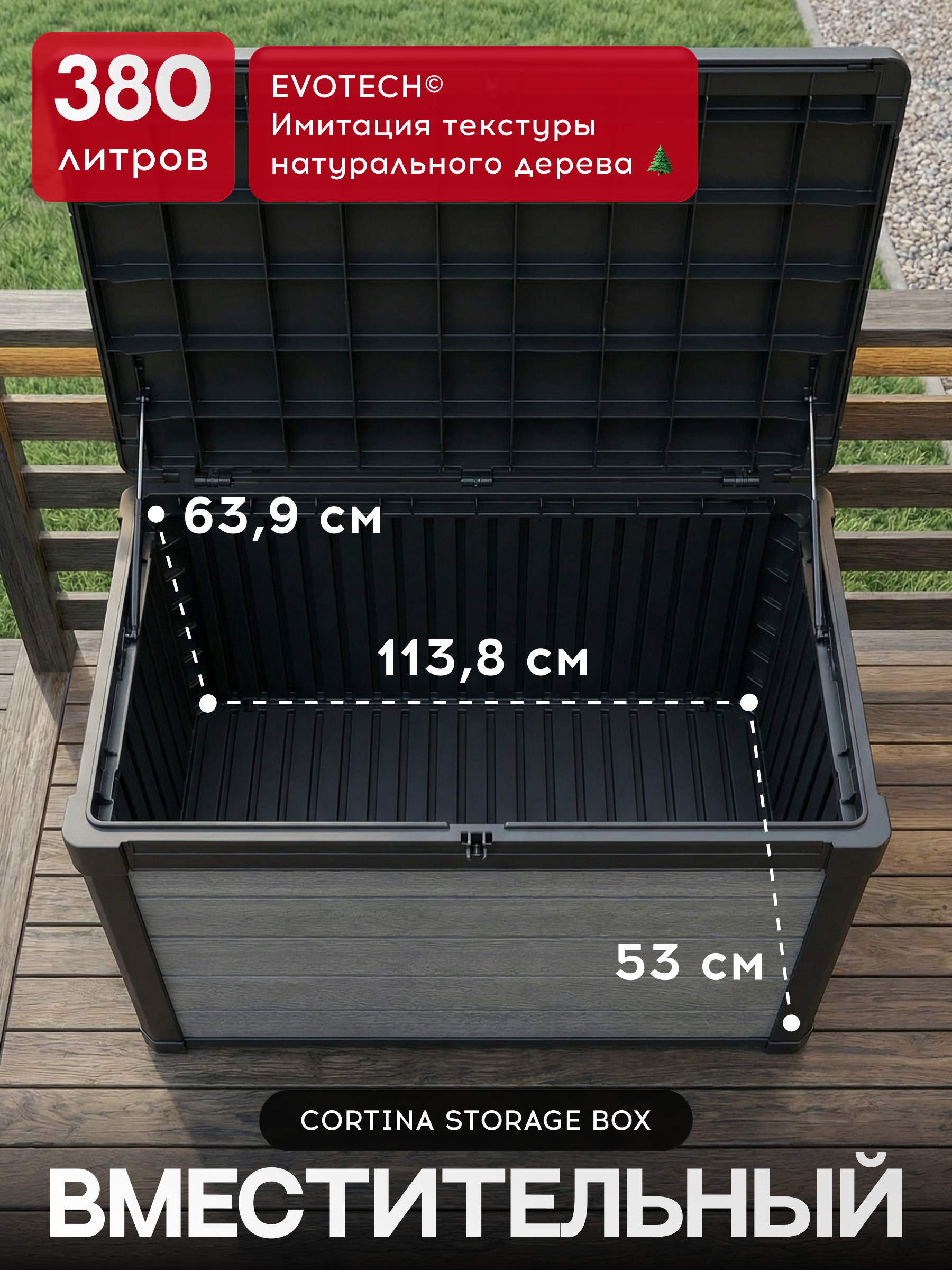Сундук Кортина (Cortina box 380L) графит
