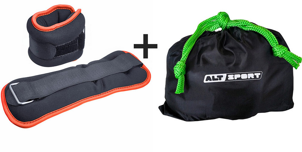 Утяжелители Sportex ALT Sport (2х0,75кг), нейлон, в сумке HKAW104-2 черный с оранжевой окантовкой