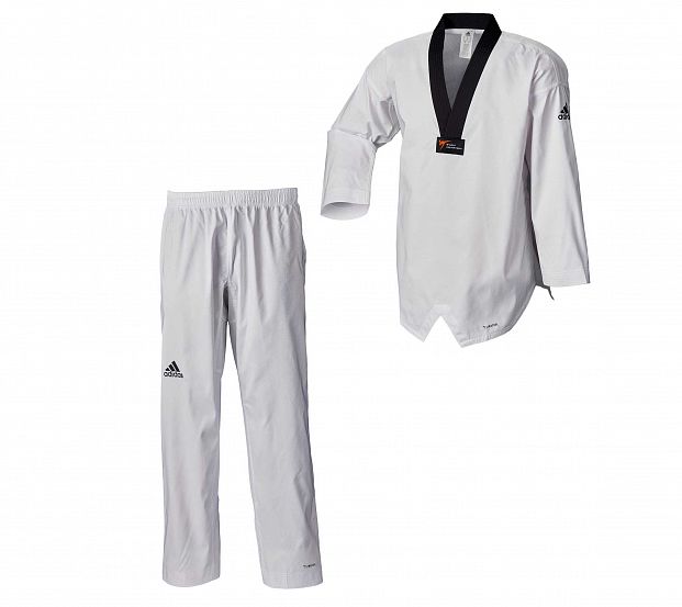 Добок для тхэквондо Adidas WT Adi-Fighter Eco adiTC03E белый с черным воротником