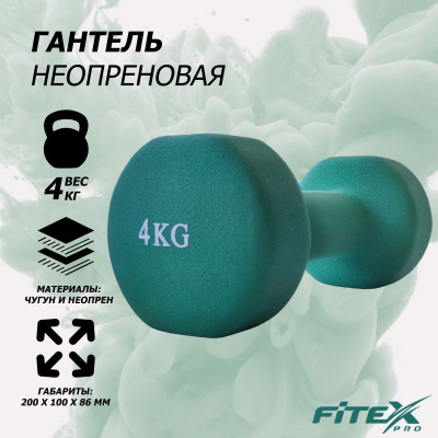 Гантель в неопреновой оболочке 4кг Fitex Pro FTX-2015-4kg