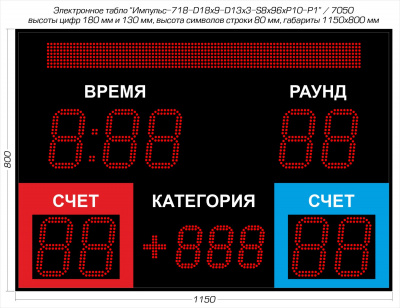 Табло для бокса Импульс 718-D18х9-D13x3-S8x96xP10-P1