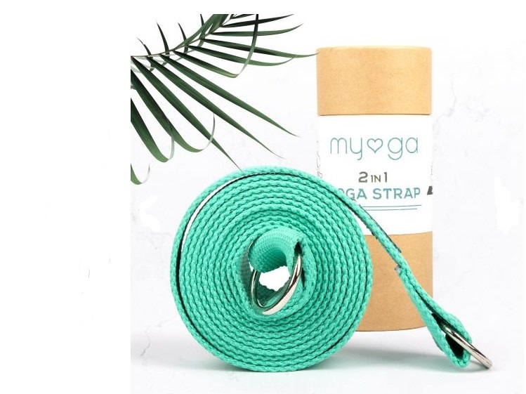 Ремень для йоги 180 см Yoga Belt and Sling 2 in 1 Myga RY987 бирюзовый