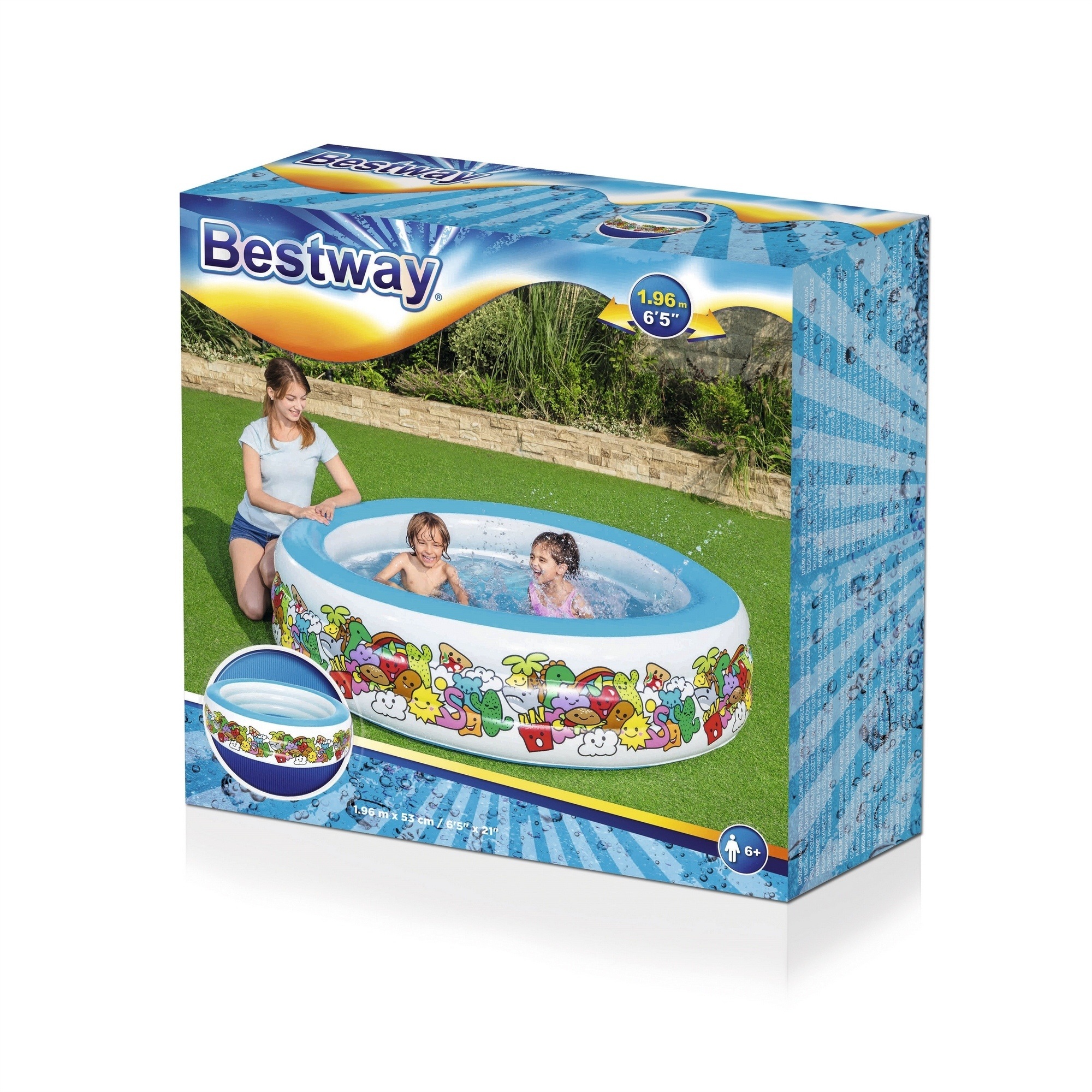 Детский надувной бассейн, круглый 196х53см Bestway Подводный мир 51122
