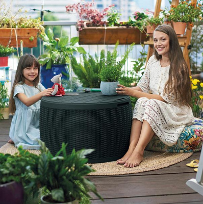 Стол-сундук Раттан 140л., графит Circa rattan storage box