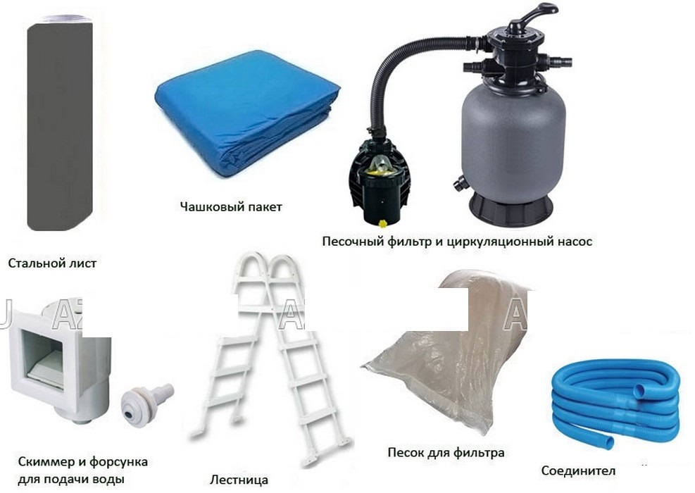 Морозоустойчивый бассейн Azuro Graphite круглый 5.0x1.2 м Premium