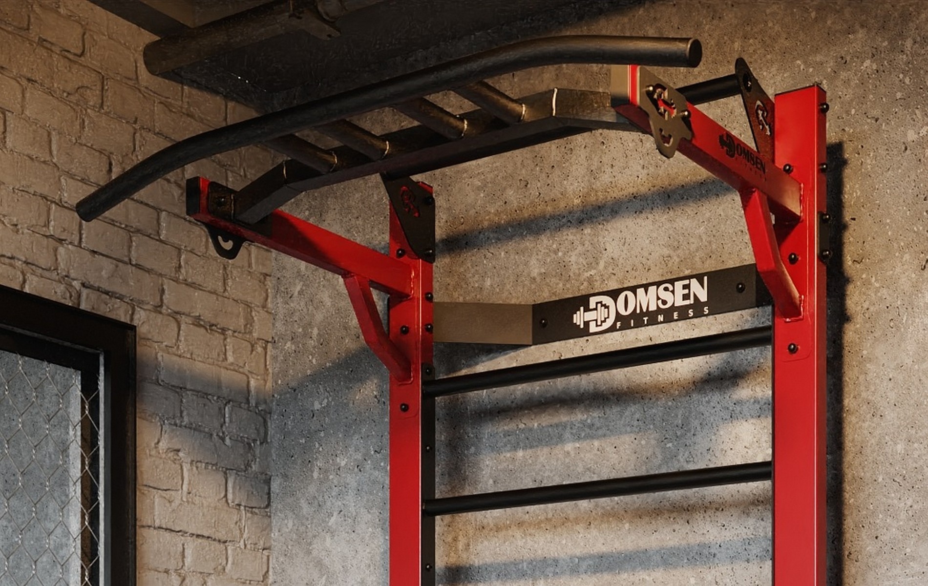Профессиональная шведская стенка с брусьями и турником Domsen Fitness Ds46R Red | Premium Fitness