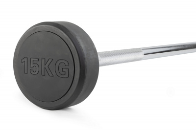Штанга неразборная обрезиненная 15 кг. Прямой гриф VictoryFit VF-DX4150