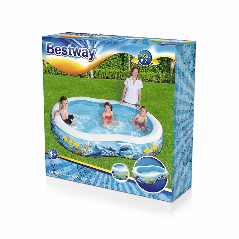 Детский надувной бассейн, восьмерка 262х157х46см Bestway Подводный мир 54118