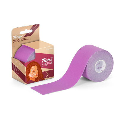 Тейп кинезиологический для лица 500x5 см, хлопок Tmax Beauty Tape 423241 сиреневый