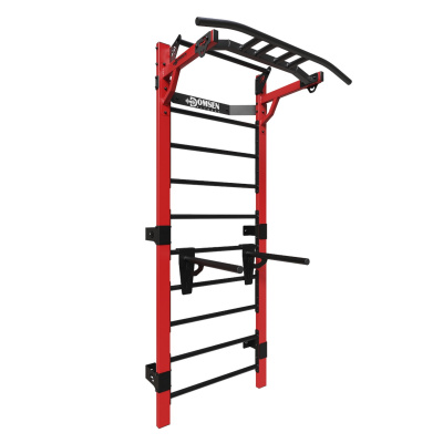 Профессиональная шведская стенка с брусьями и турником Domsen Fitness Ds46R Red | Premium Fitness