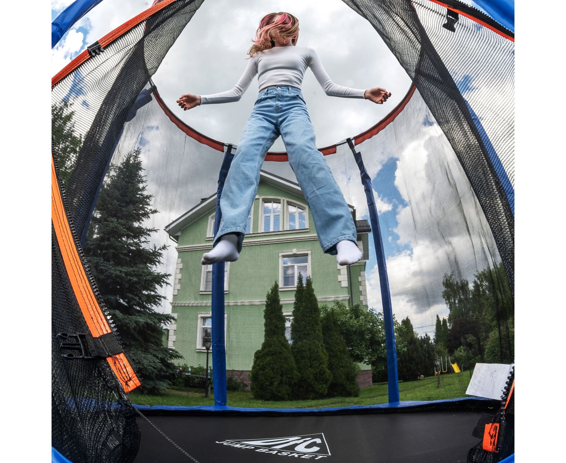 Батут DFC Jump Basket 14ft внутр.сетка, лестница (427cм) 14FT-JBSK-B