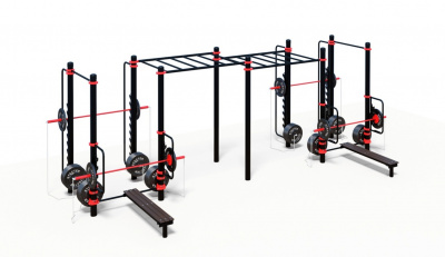 Уличный комплекс для воркаута WORKOUT-FIT - 01 с штангами и рукоходом Stecter
