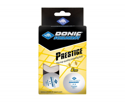 Мячики для н\тенниса 40+ 2 Donic PRESTIGE 6 штук 658021 белый