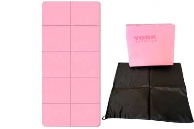 Коврик York Fitness, ТПЕ, складной в сумке, 183x61x0,4см Sportex E43889 розовый