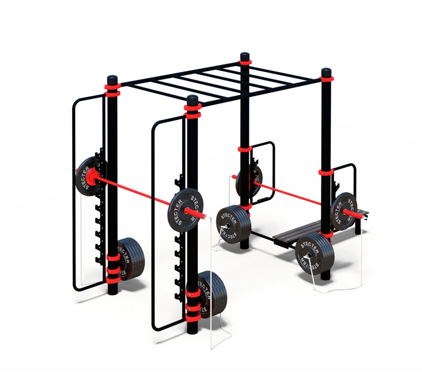Уличный комплекс для воркаута WORKOUT-FIT - 05 с штангой для жима лежа и приседаний Stecter