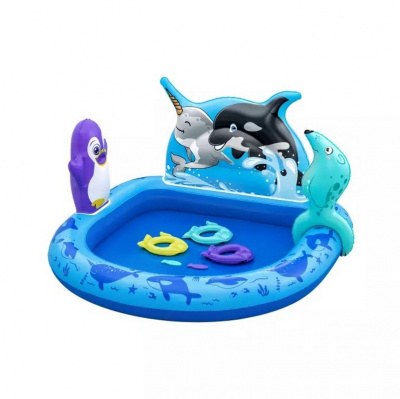 Детский надувной бассейн 134х131x73см, 84 л, от 2 лет Bestway Polar Pals, с игрушками 53156