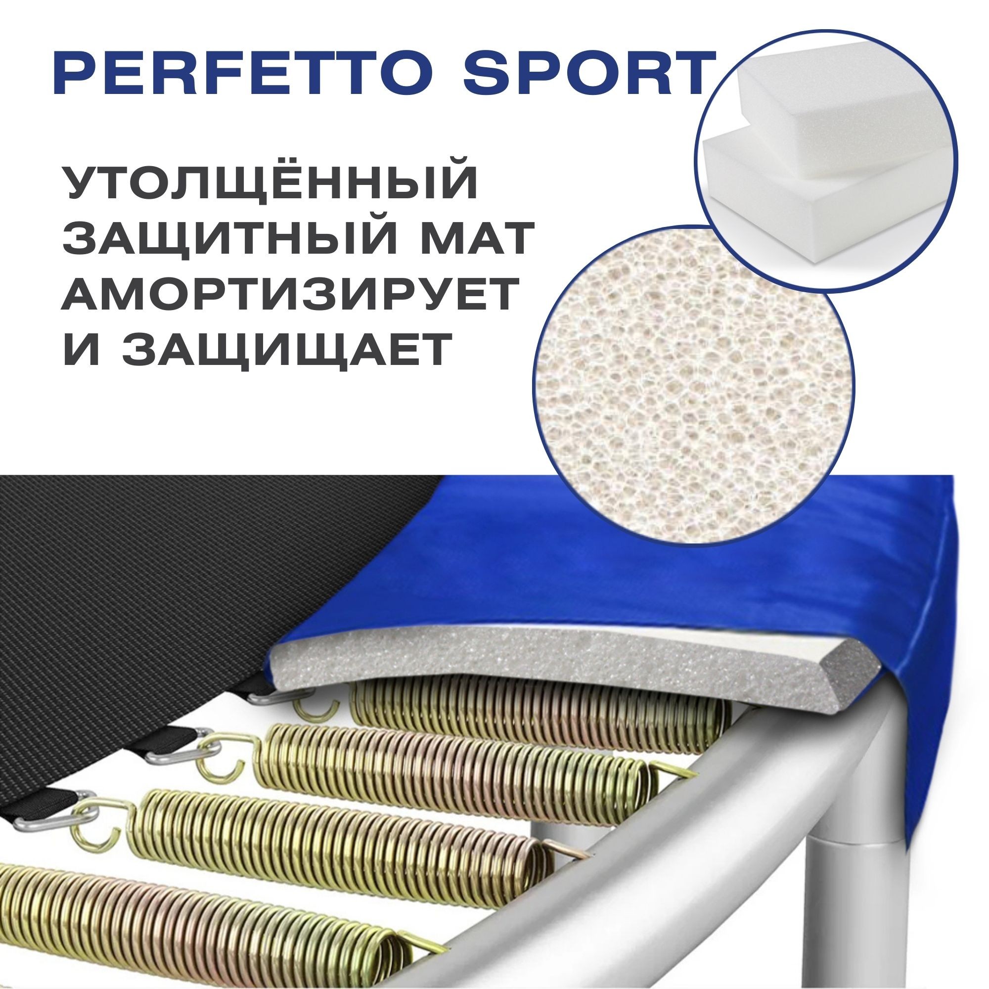 Батут с защитной cеткой Perfetto Sport Activity 12", d370см, синий