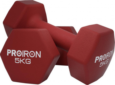 Гантели неопреновые гексагональные 2шт по 5кг PROIRON Г2050НГ