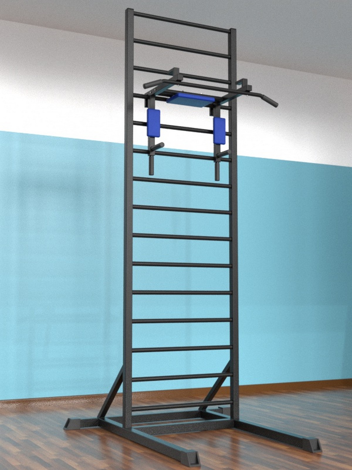 Шведская стенка напольная цельносварная (тип 1) с брусьями 3 в 1  | Premium Fitness