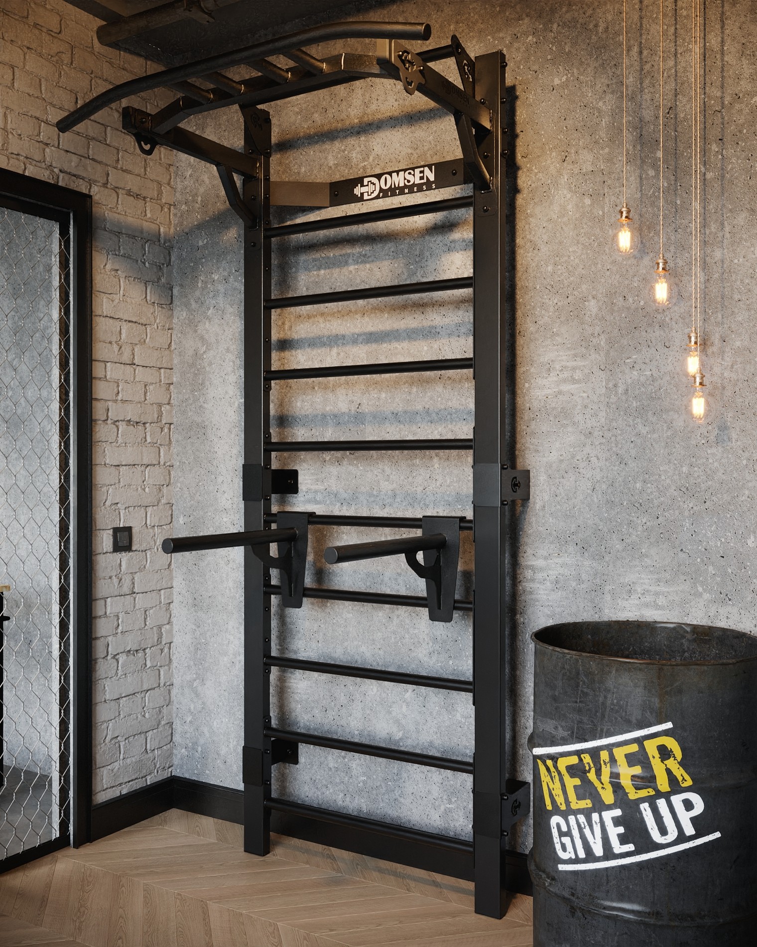 Профессиональная шведская стенка с брусьями и турником Domsen Fitness Ds46B Black | Premium Fitness