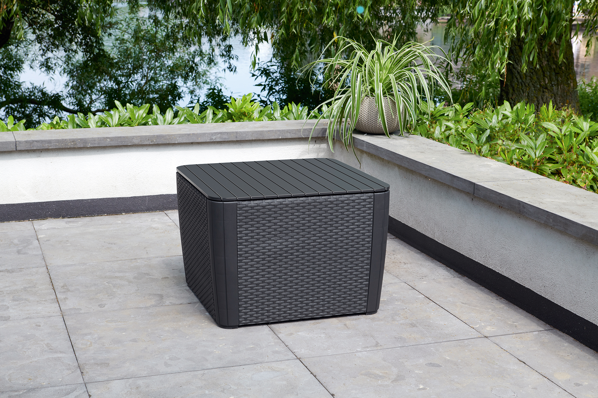 Стол-сундук, графит Luzon Plus Flat Wicker