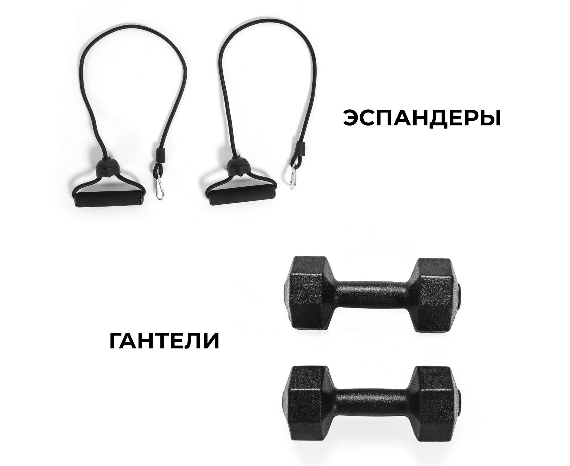 Скамья для пресса D102RY DFC с гантелями и эспандерами | Premium Fitness