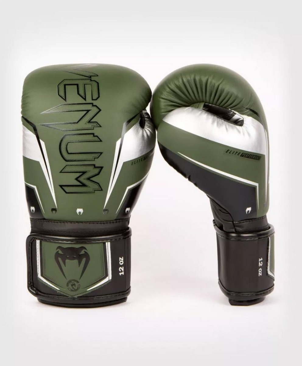 Перчатки Venum Elite Evo 04260-578-10oz хакки\серебрянный