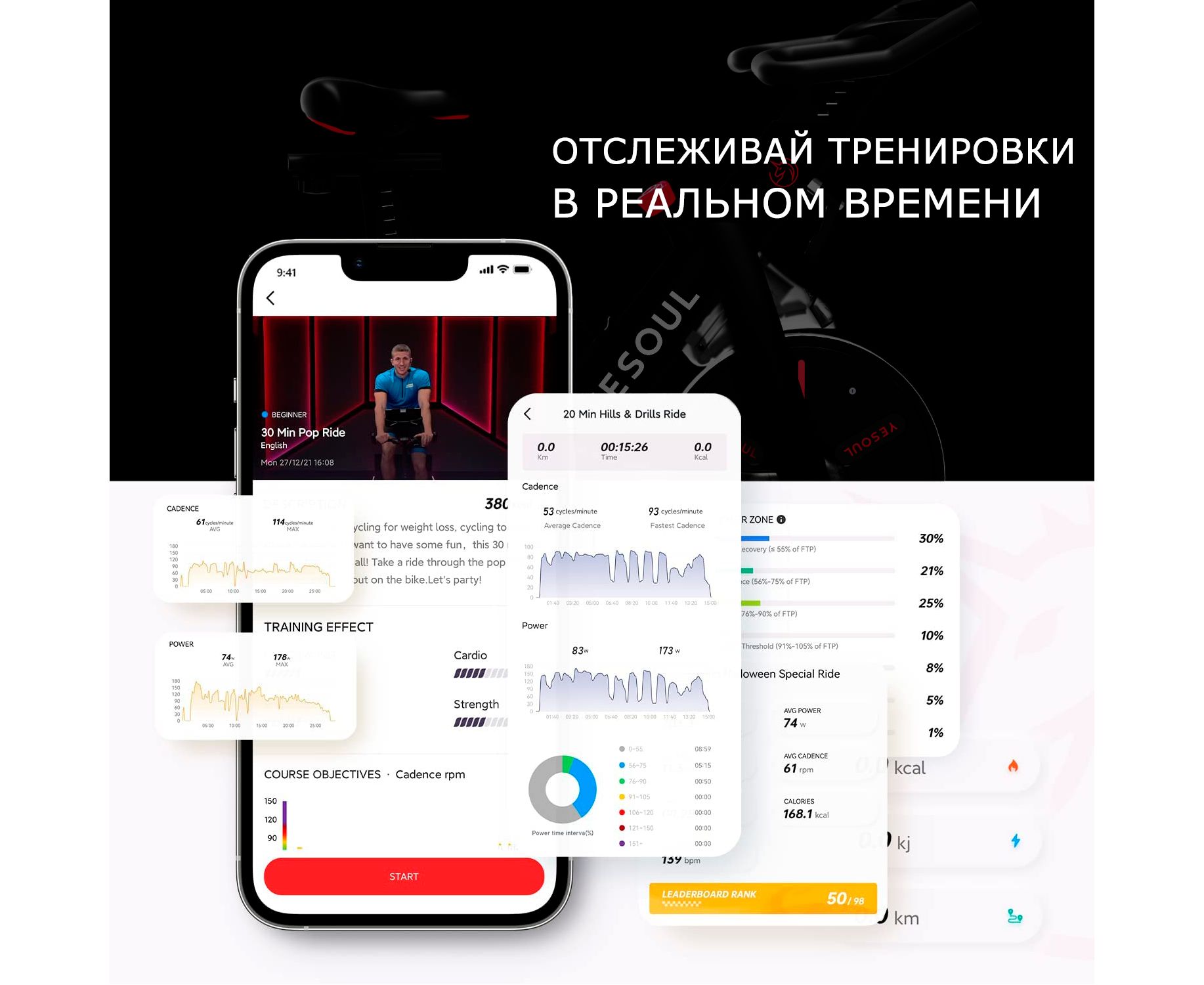 Велотренажер DFC Yesoul Smart M1 BLACK с пульсометром