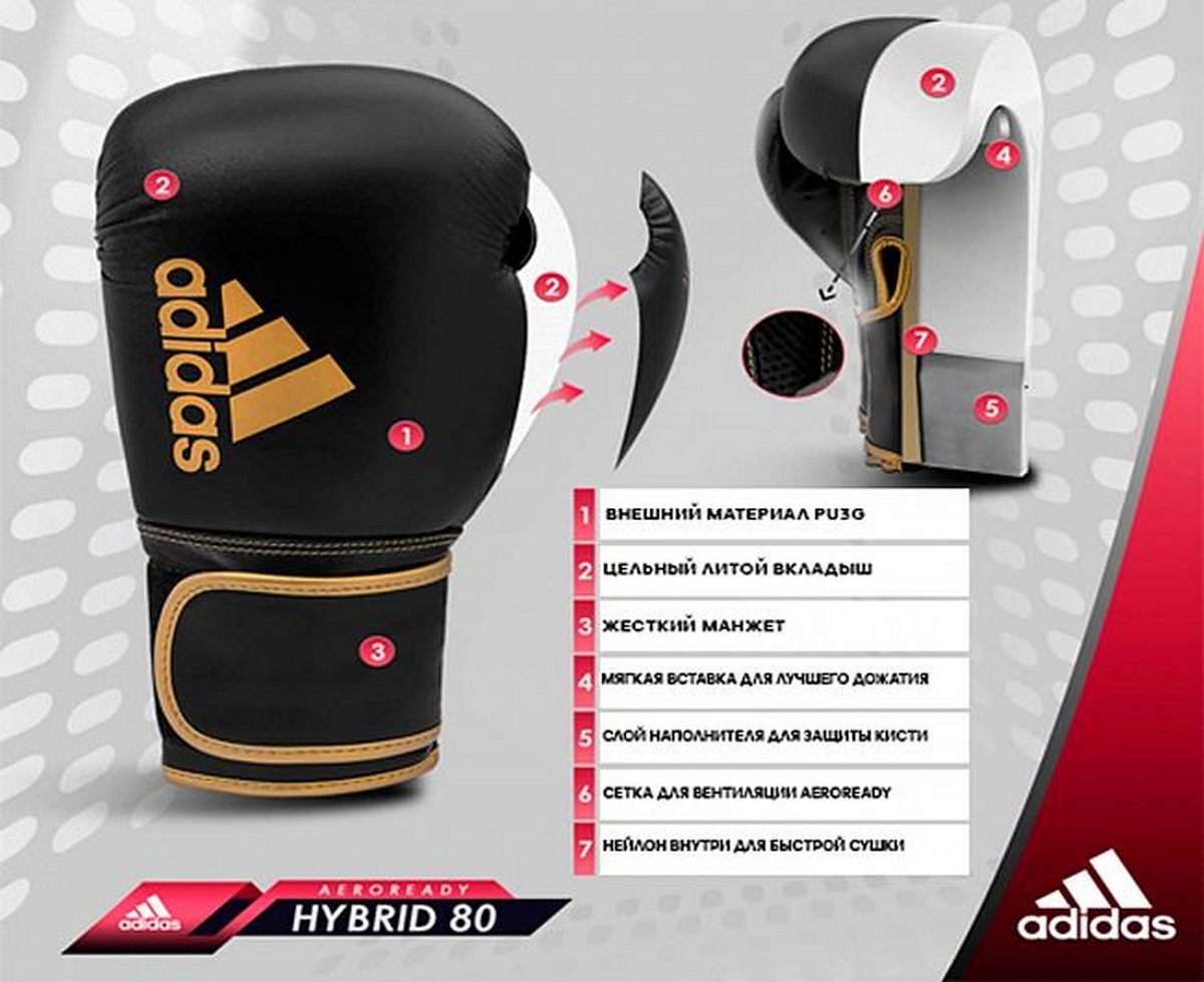 Перчатки боксерские Adidas Hybrid 80 adiH80 черный