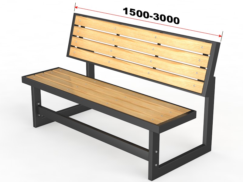 Уличная скамейка со спинкой Парк, длина 1500 мм  14.6.700-1500
