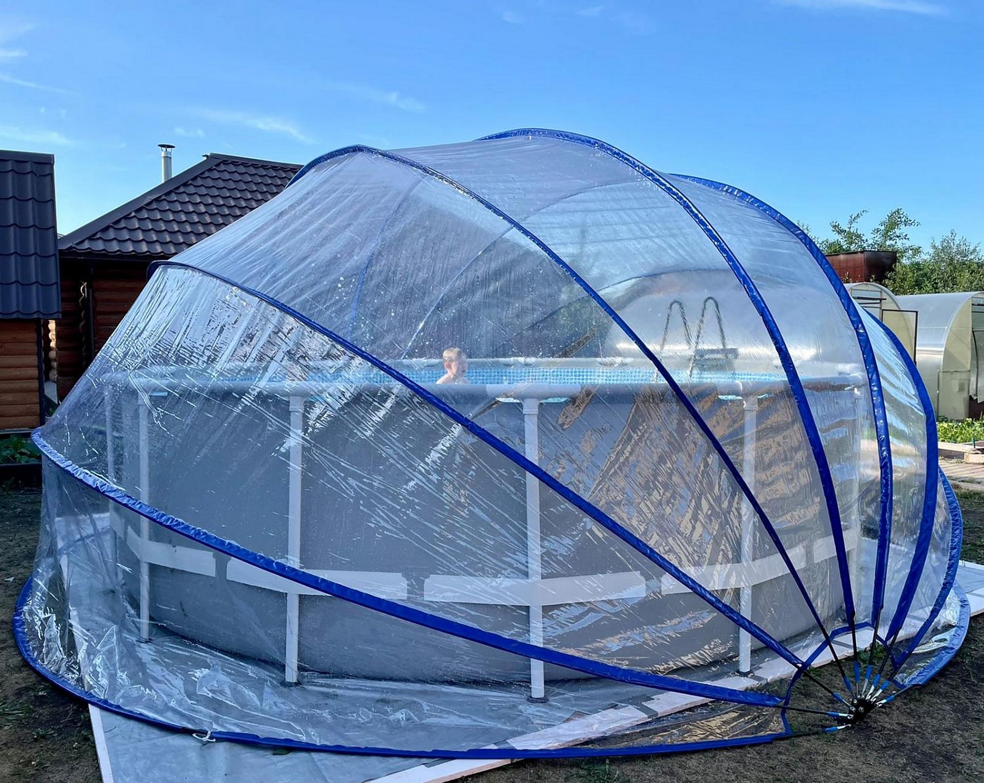 Круглый купольный тент павильон d450см Pool Tent для бассейнов и СПА PT450-G серый