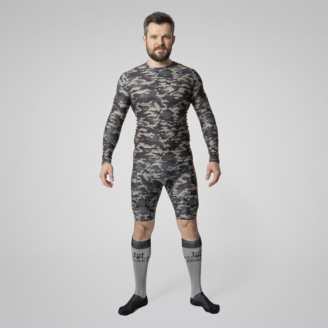 Рашгард хоккейный Mad Guy Camo-Line JR net\коричневый
