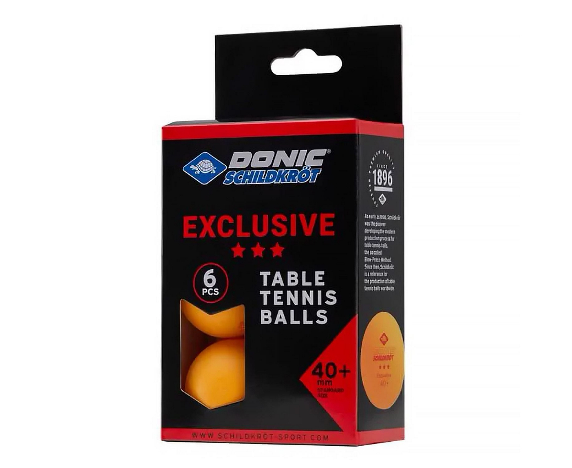 Мячики для н\тенниса 3* 40+ Donic EXCLUSIVE 6 штук 658038E оранжевый