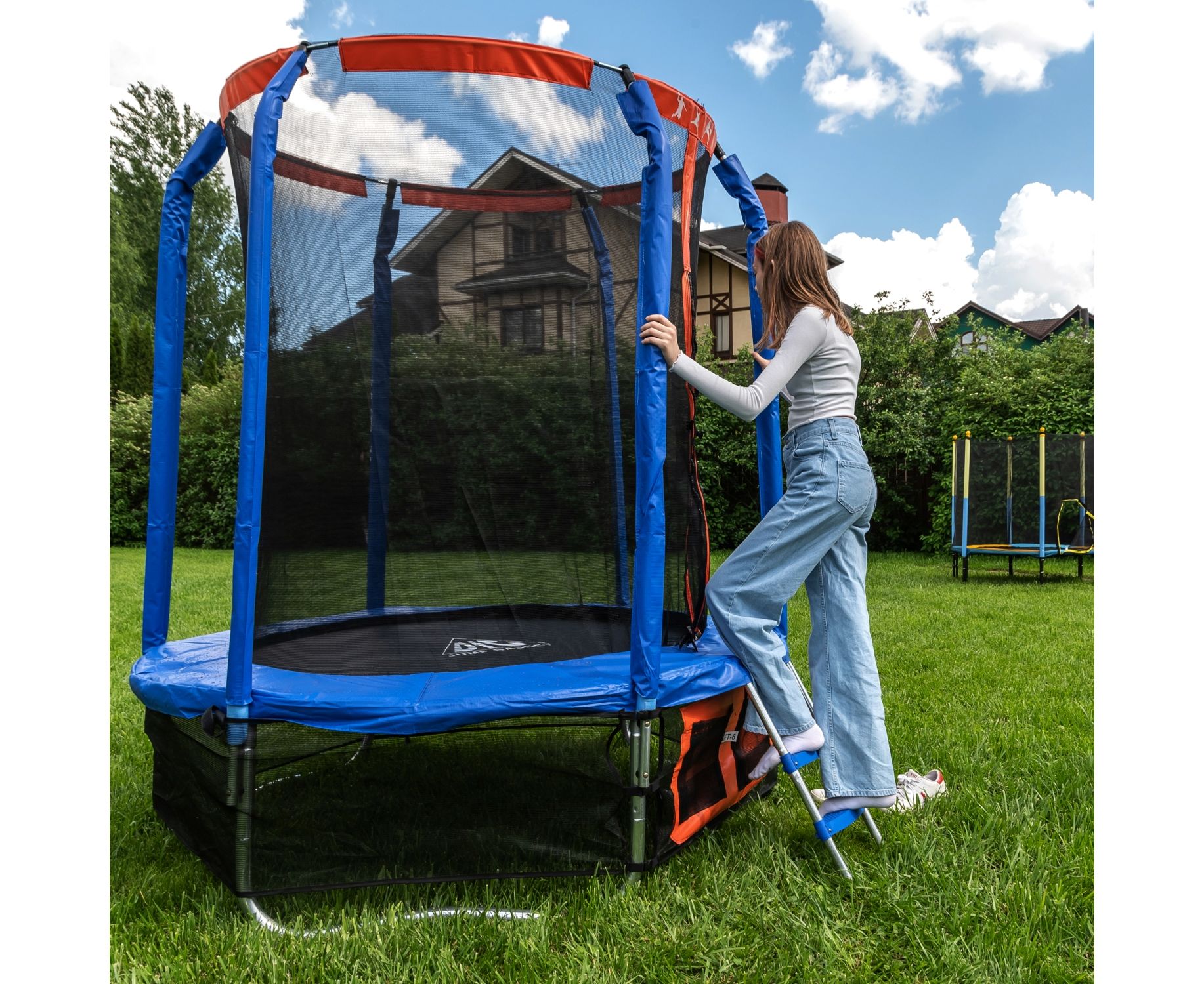 Батут DFC Jump Basket 14ft внутр.сетка, лестница (427cм) 14FT-JBSK-B