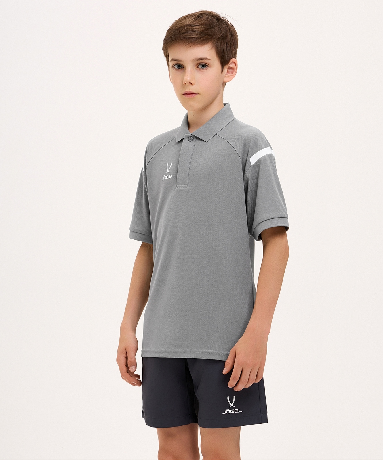 Поло, детский Jogel CAMP 2 Poly Polo серый\белый