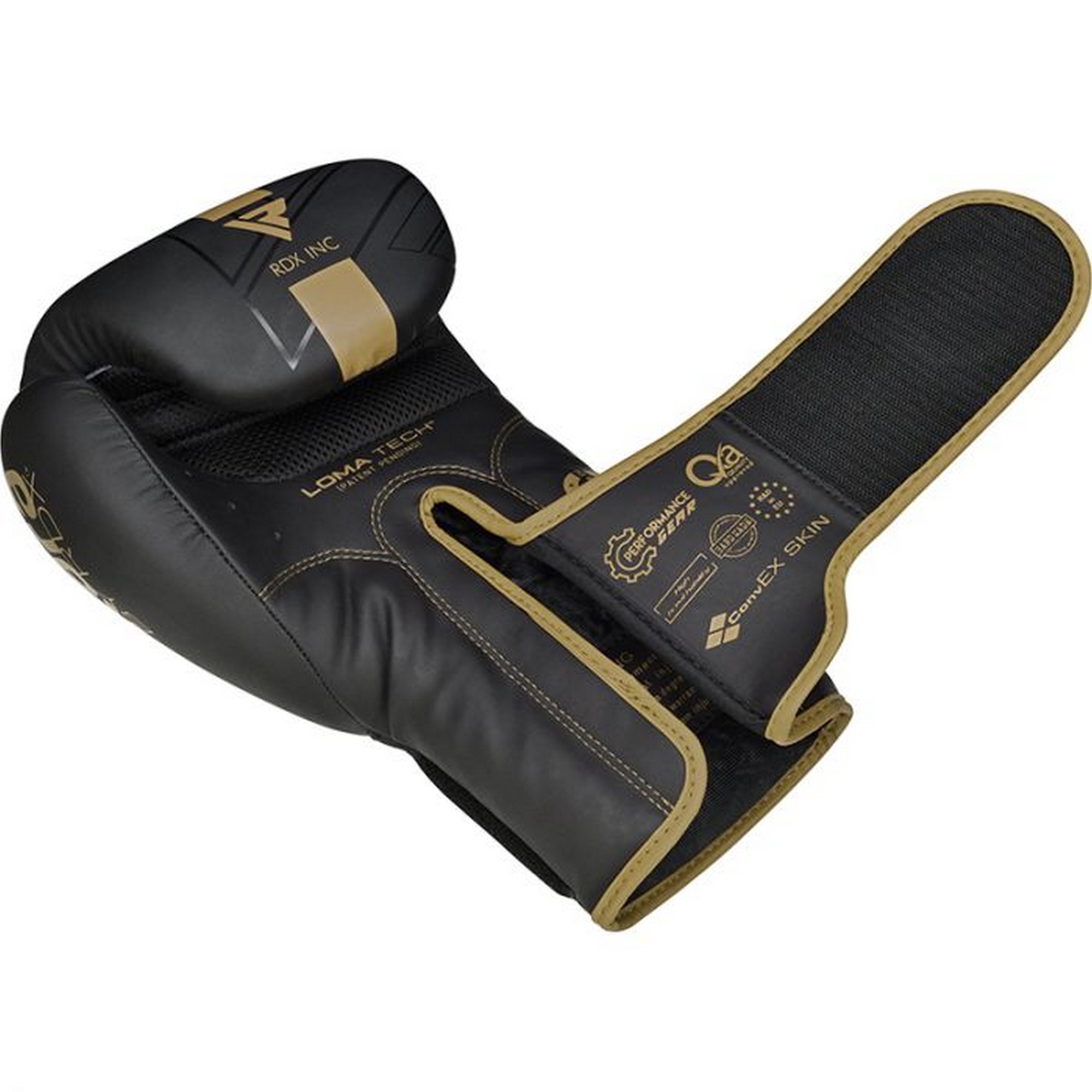 Перчатки тренировочные RDX BGR-F6MGL-12OZ черный\золотой матовый