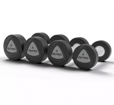 Набор полиуретановых гантелей от 12 до 30 кг (шаг 2 кг) OKPRO OK1032B-12-30-G