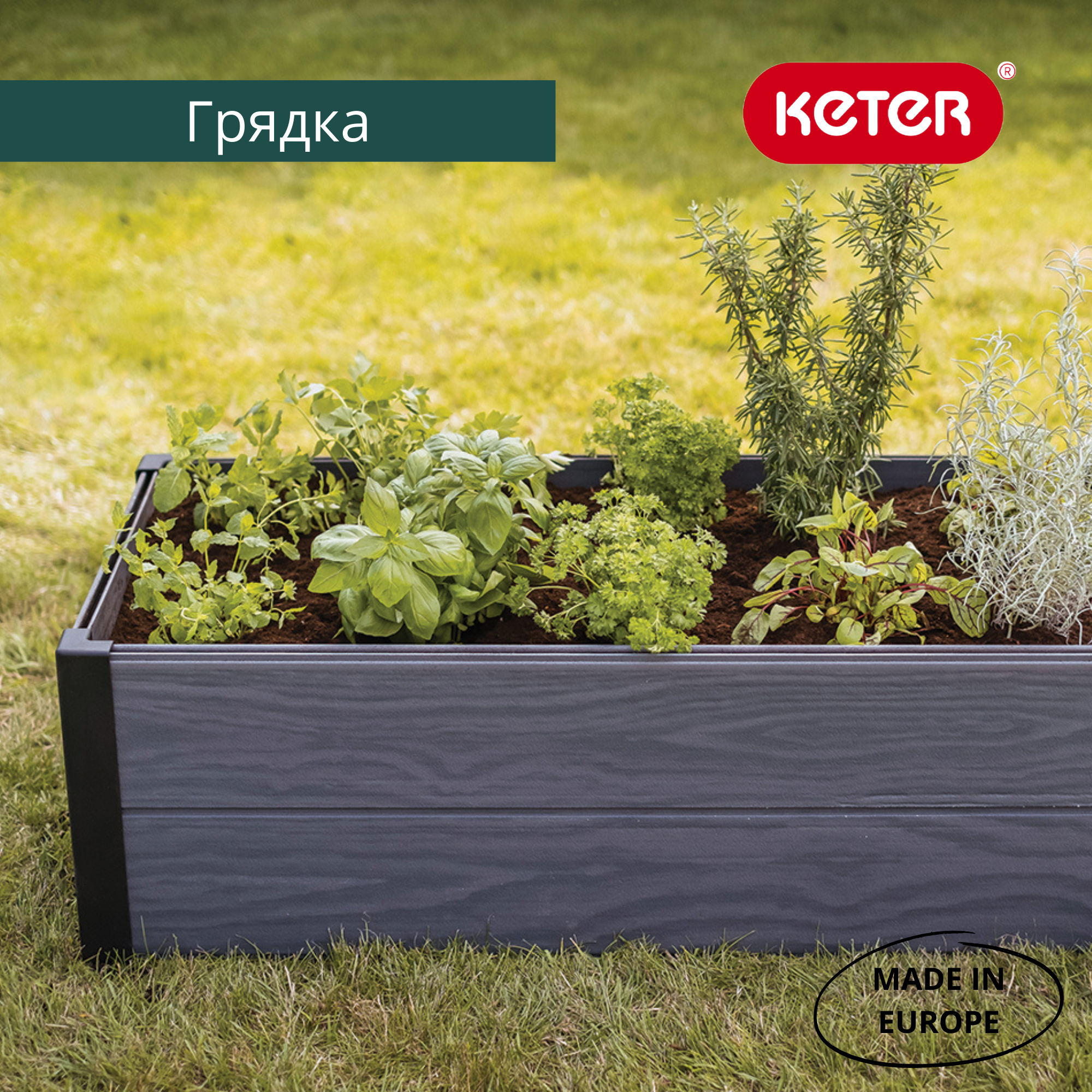 Кашпо-грядка, цвет графит MAPLE TROUGH для растений