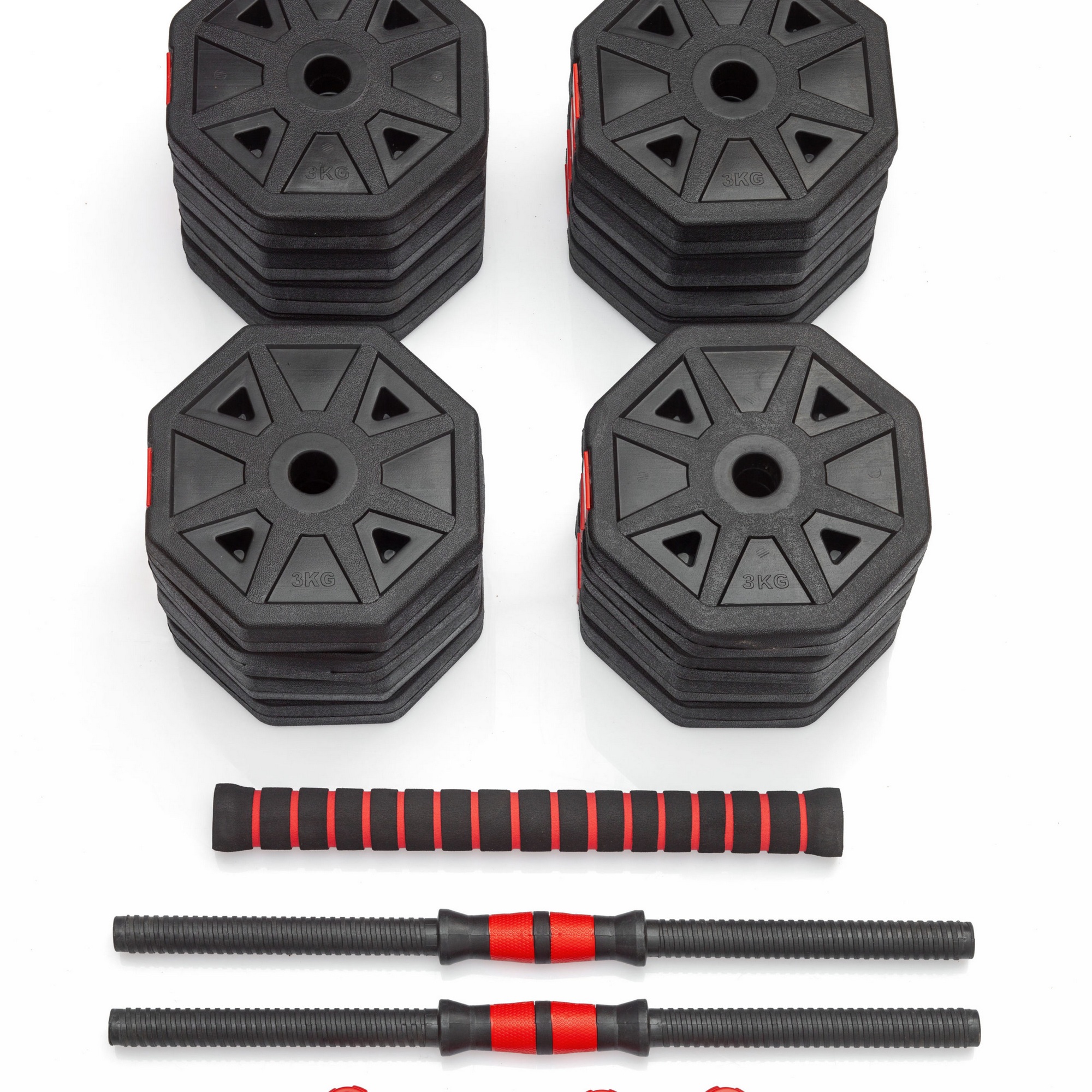 Гантели гексагональные разборные с грифом, 50кг (2х25) VictoryFit VF-DН500